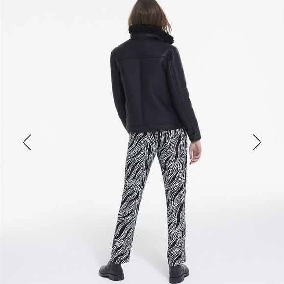 THE KOOPLES BLACK faux fur leather bomber coat jacket nwt sz2 ( medium ) NEW - Picture 8 of 14